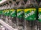 Klang, Malaysia - 10 July 2020 :Â Closeup a SPRITE lemon lime flavoured soft drink bottles for sell on the supermarket shelf.